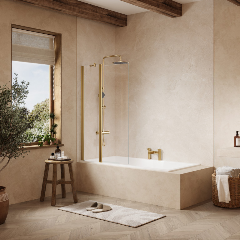 MB3b Two Panel Square Brushed Brass