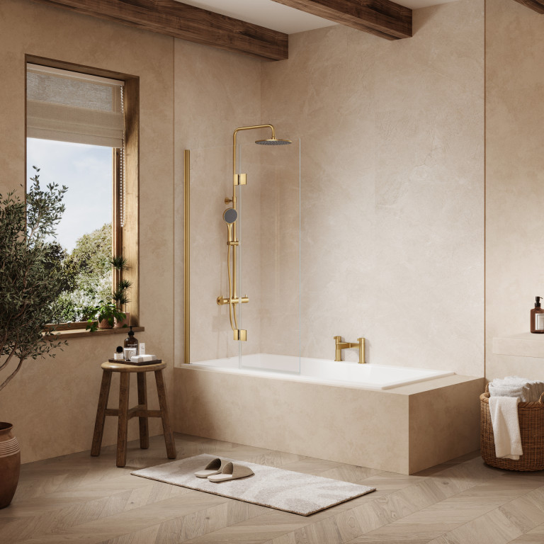 MB7 Hinged 2 Panel Brushed Brass