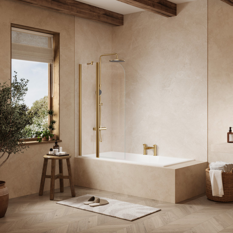 MB3a Two Panel Folding Curved Brushed Brass