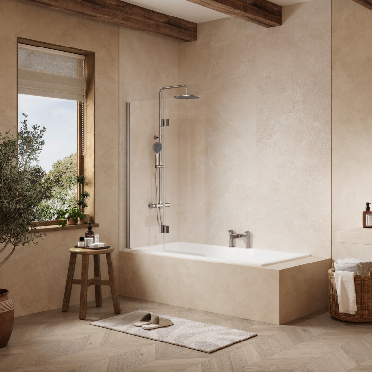 MB7 Hinged 2 Panel Brushed Nickel