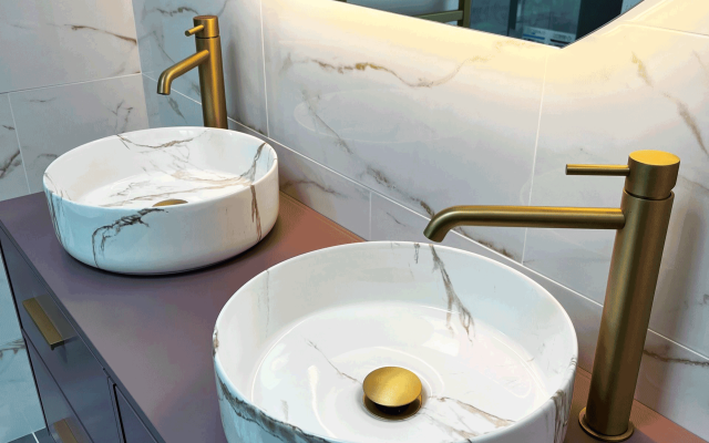 Twin-basins elegantly crafted for modern bathrooms.